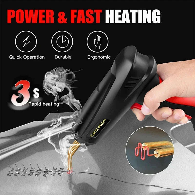Upgraded 2‑in‑1 Plastic Welding Kit Hot Stapler & Staples-Red 1200Pcs / 110V