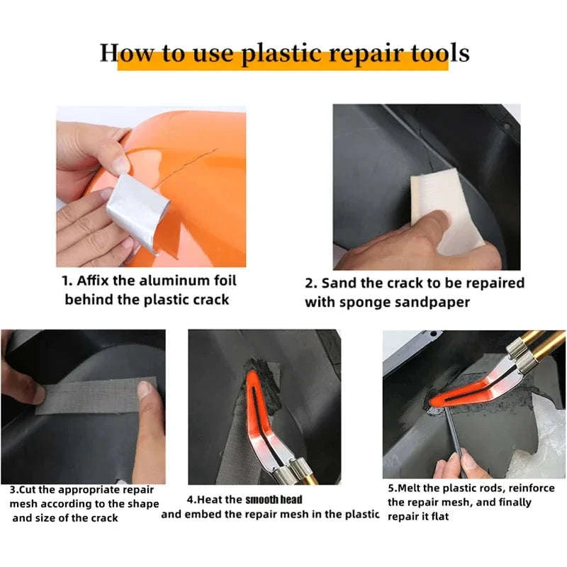 Upgraded 2‑in‑1 Plastic Welding Kit Hot Stapler & Staples-Red 1200Pcs / 110V
