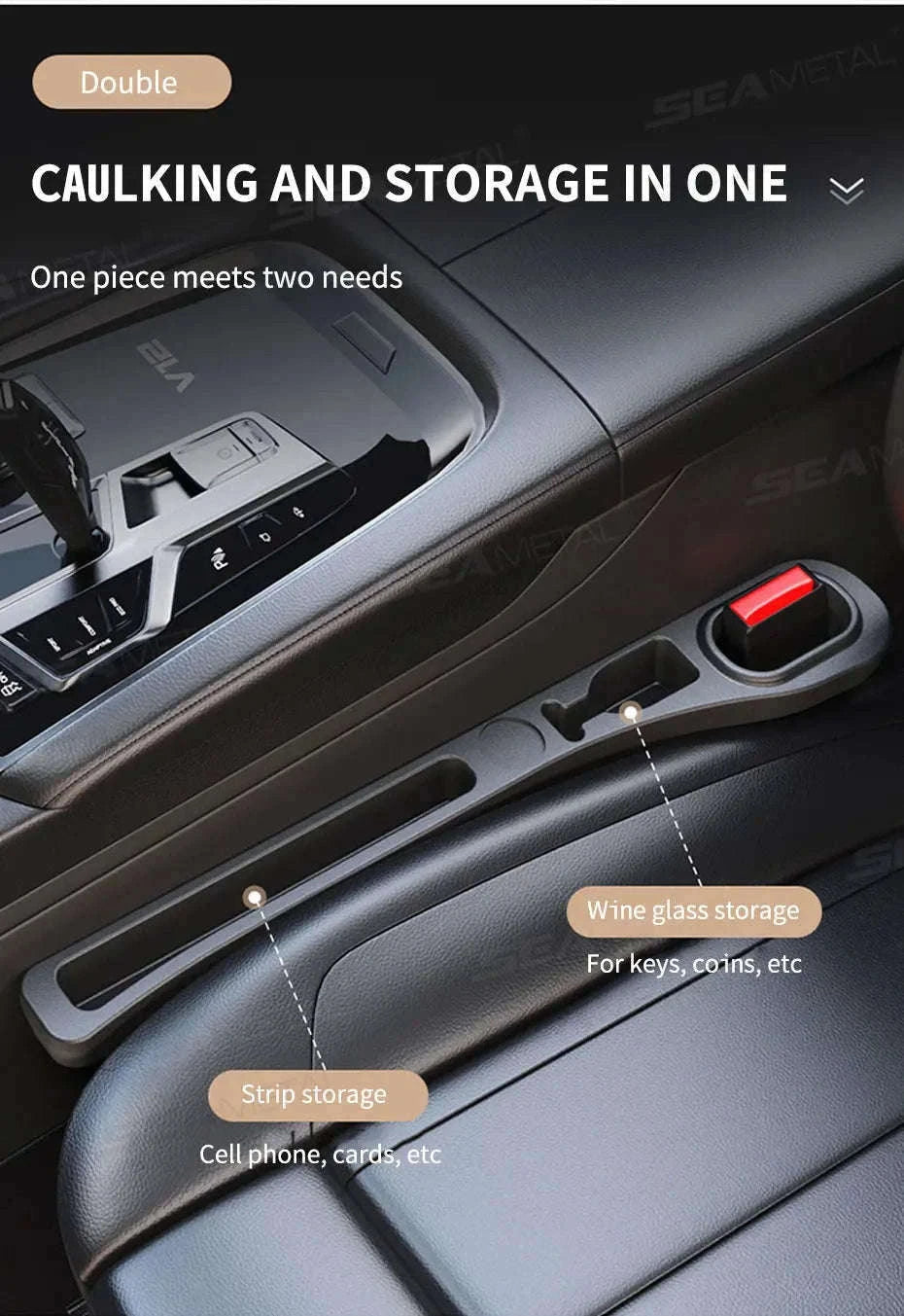 Upgraded Car Seat Gap Filler 2 Pcs Center Console Side Crevice Filler Strip-Brown 2pcs