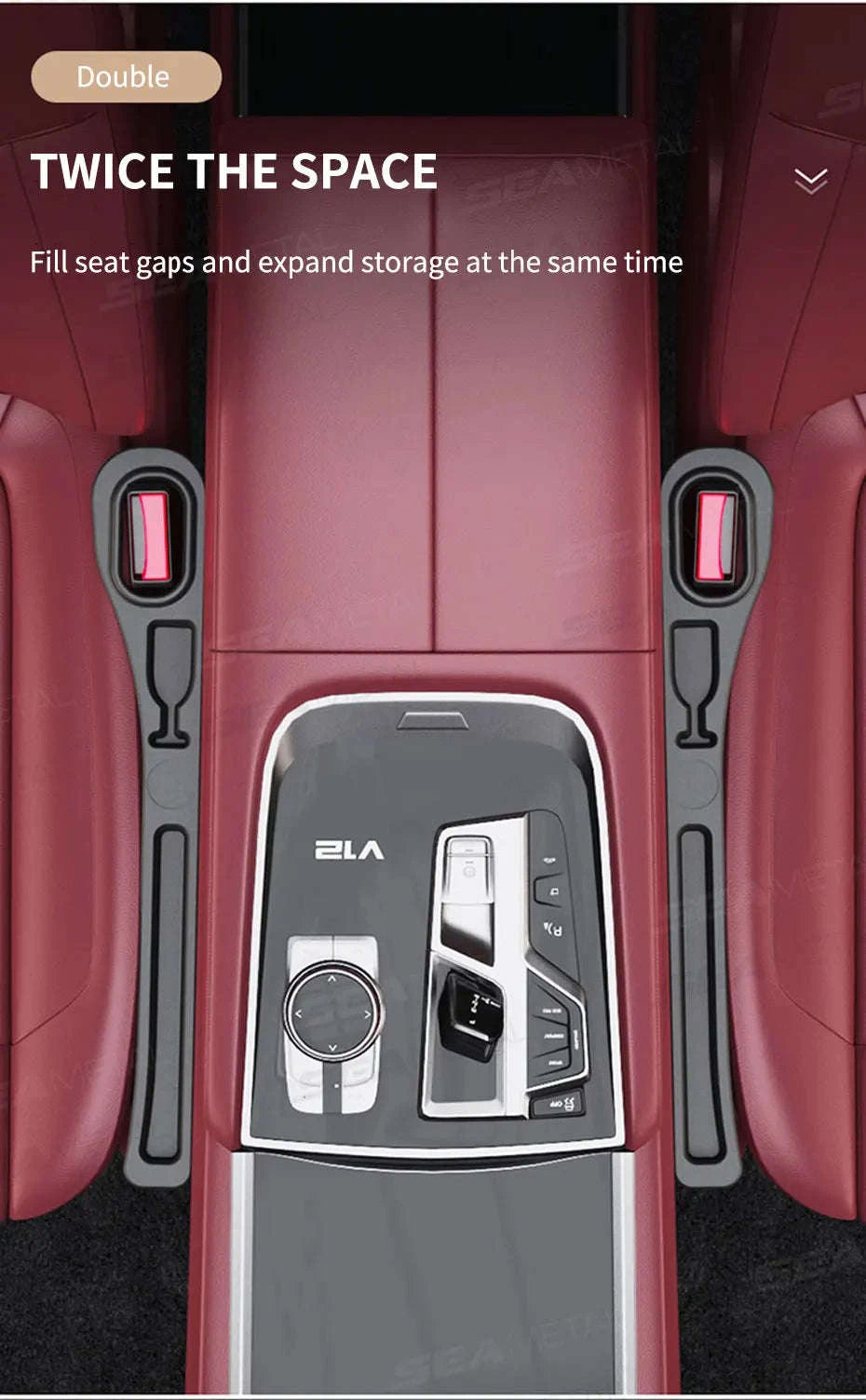 Upgraded Car Seat Gap Filler 2 Pcs Center Console Side Crevice Filler Strip-Brown 2pcs