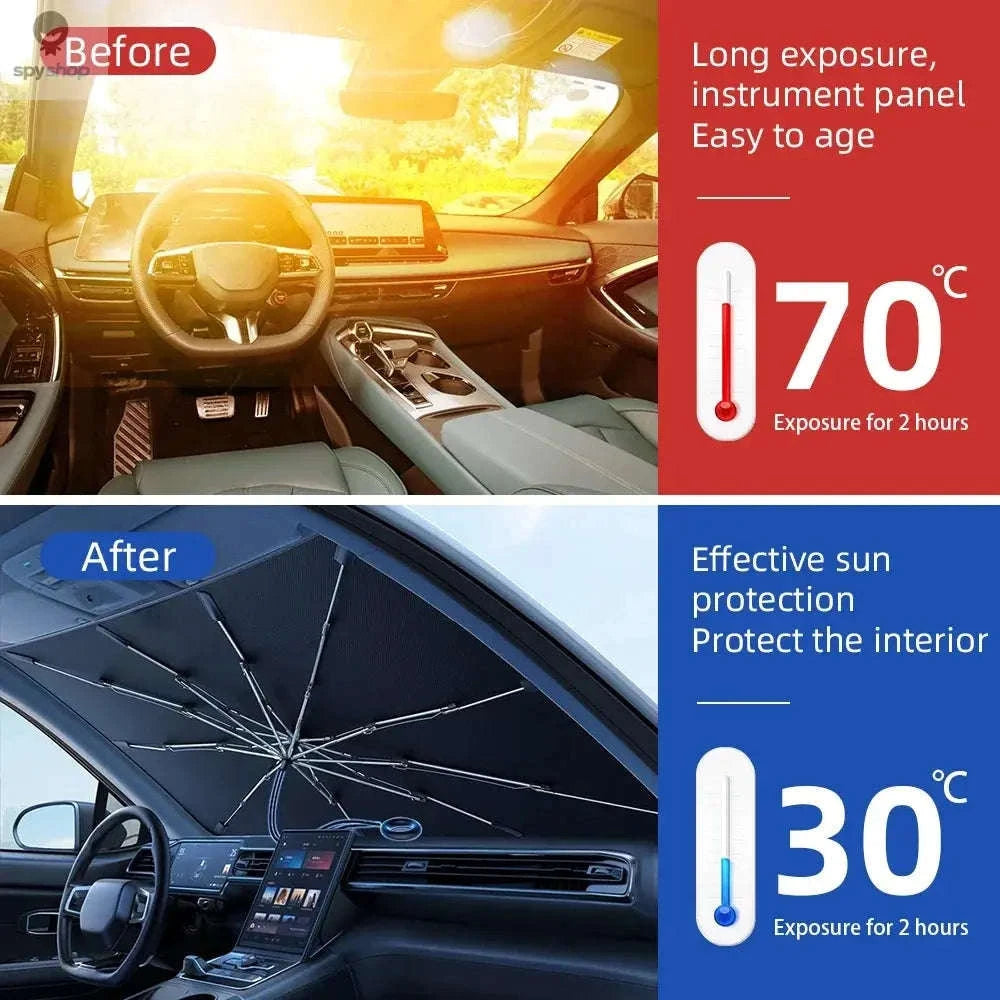 Upgraded Car Windshield Sunshade Umbrella – UV Protection and Heat Reduction-Pull Ring L