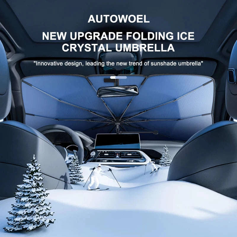 Upgraded Windshield Sun Shade for Car Heat Insulation Sun Protection Cover UPF50+ UV Blocking Auto Sunshade Umbrella-1pc