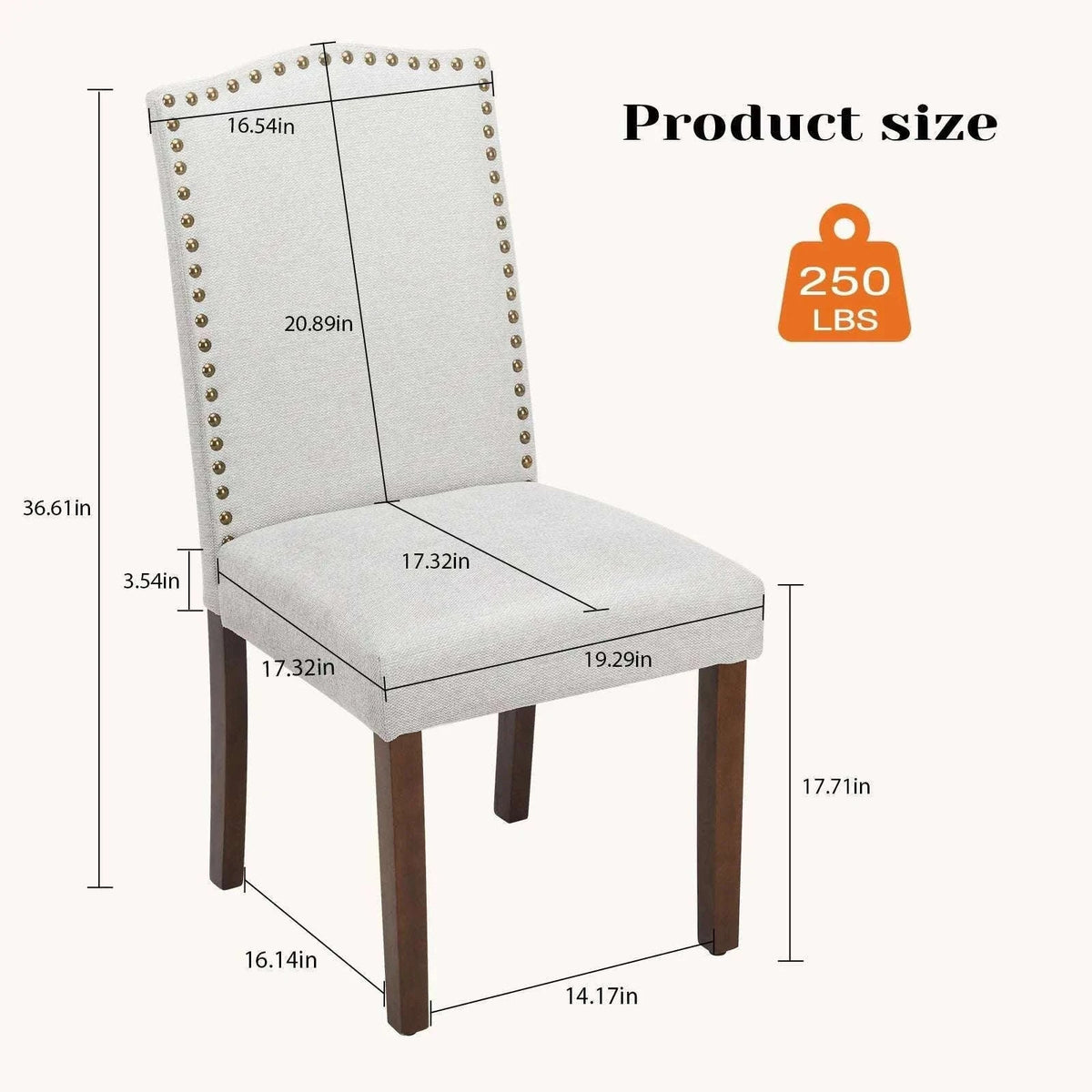 Upholstered Dining Chairs Set of 2 with Padded Backrest Cushion-LIGHT GRAY / United States