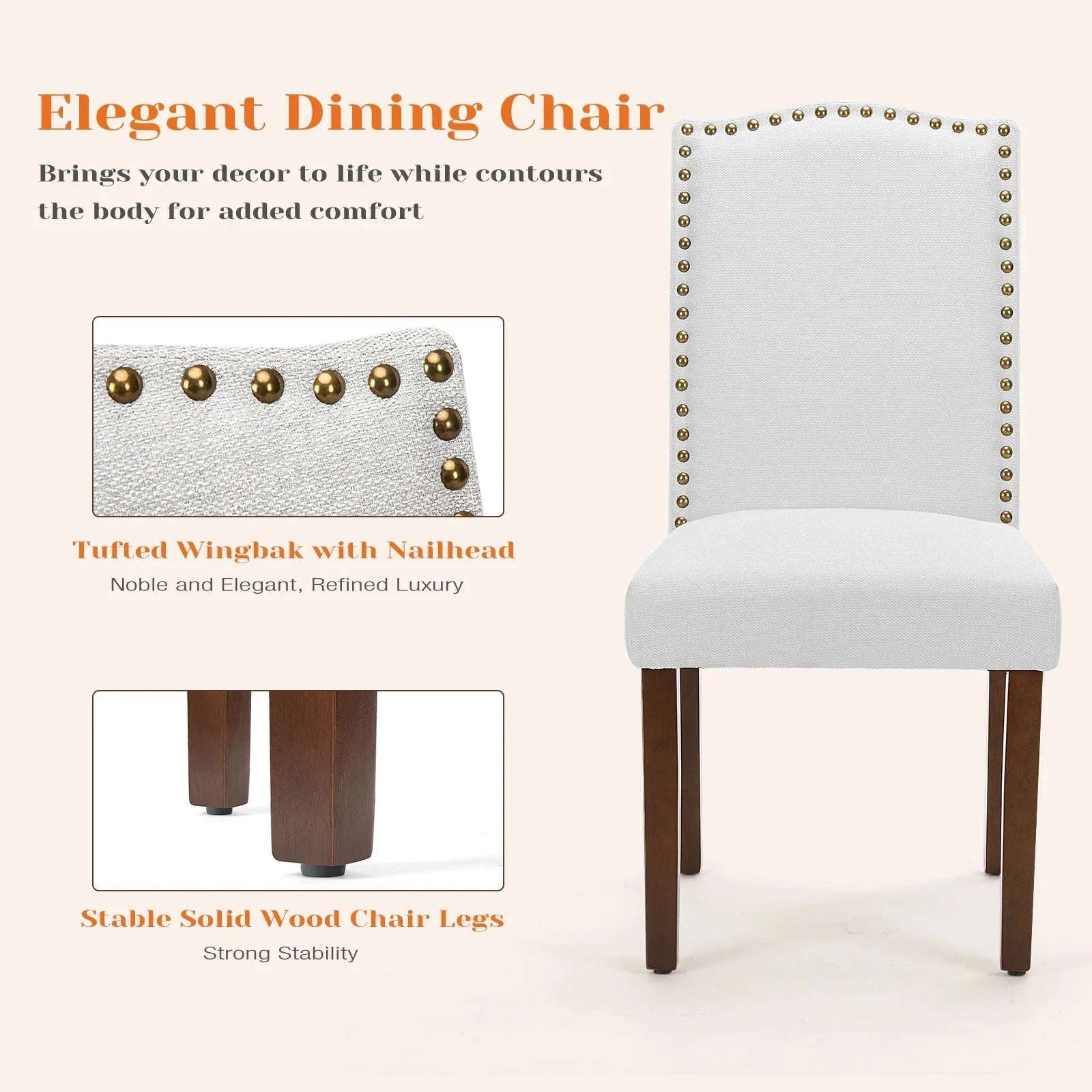 Upholstered Dining Chairs Set of 2 with Padded Backrest Cushion-LIGHT GRAY / United States