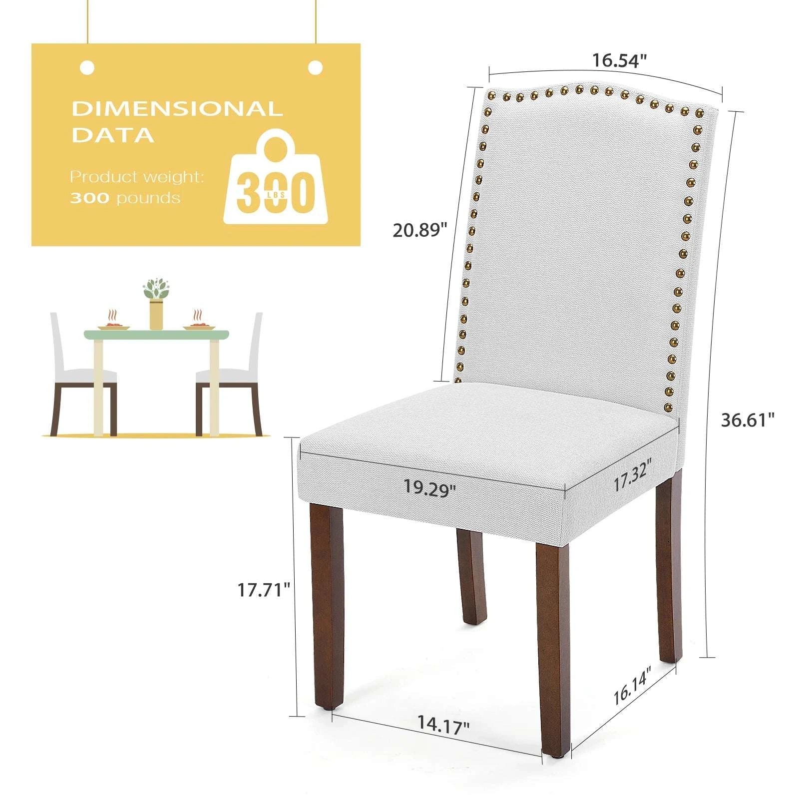 Upholstered Dining Chairs Set of 2 with Padded Backrest Cushion-LIGHT GRAY / United States