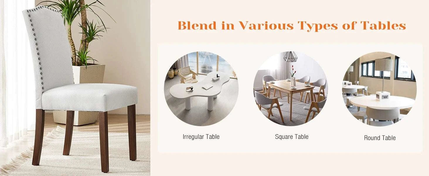 Upholstered Dining Chairs Set of 2 with Padded Backrest Cushion-LIGHT GRAY / United States