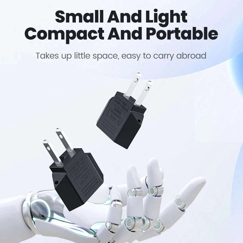 US to EU Travel Adapter-2PCS Black