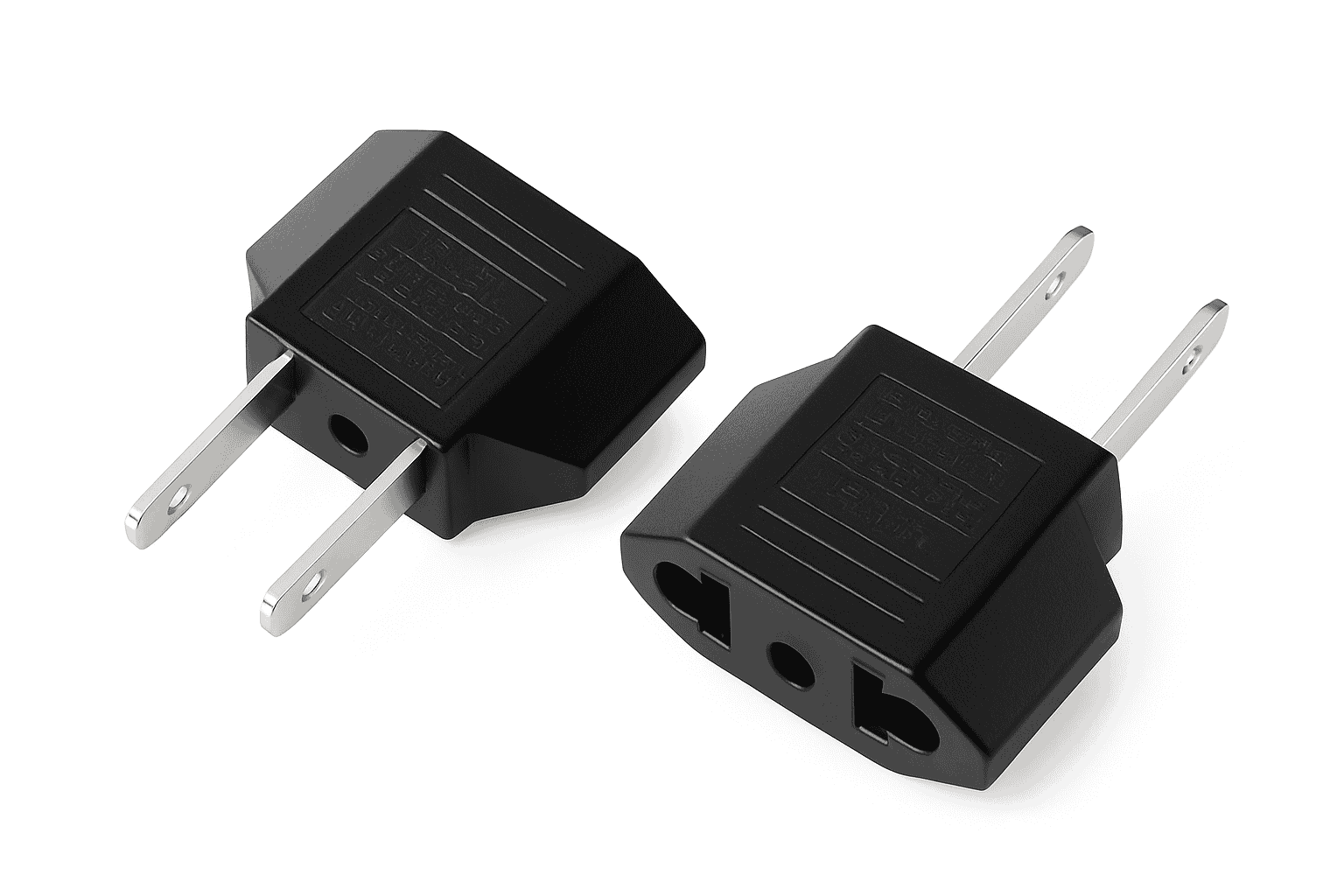 US to EU Travel Adapter for Hotels, Airports, and Daily Use-2PCS Black