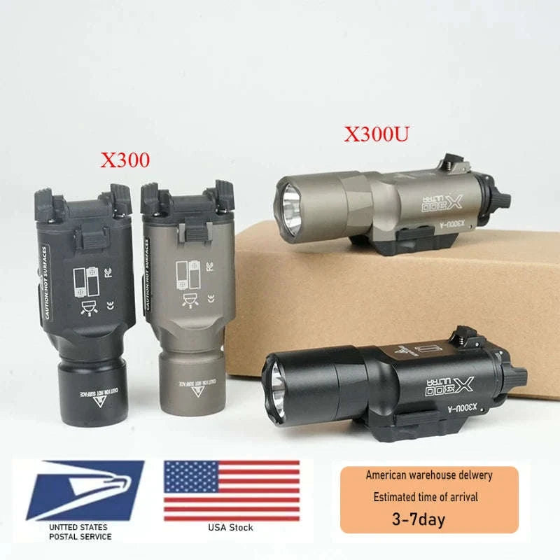 US Warehouse Metal SF X300 X300U Ultra Pistol Scout Light Tactical Rifle Airsoft Hunting Flashlight for 20mm Rail-X300U-DE / United States