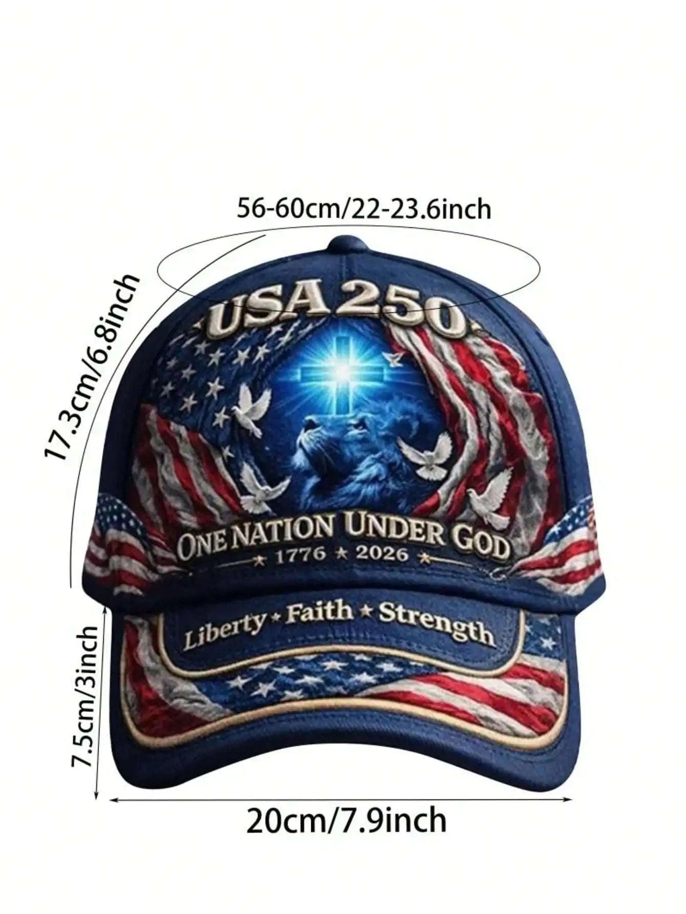 USA 250th Anniversary Lion of Judah Adjustable Baseball Cap-United States / 004BQM / 004BQM