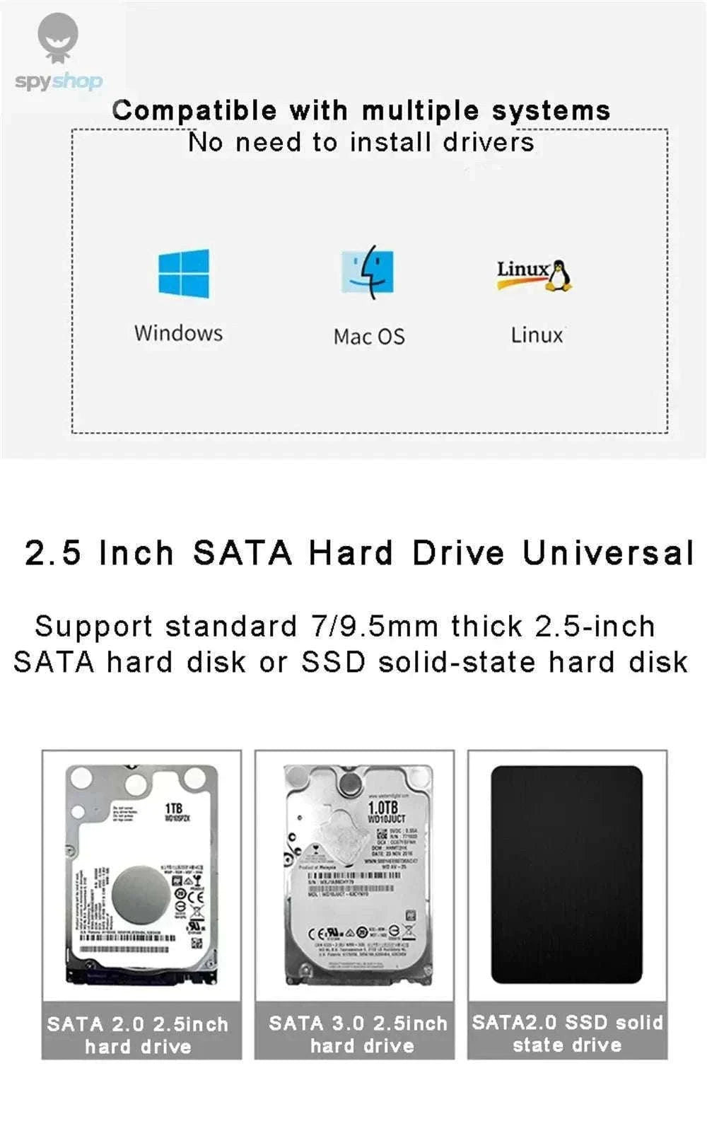 USB 3.0 2.5-Inch SATA HDD Enclosure with Tool-Free Setup-USB 3.0 to type c