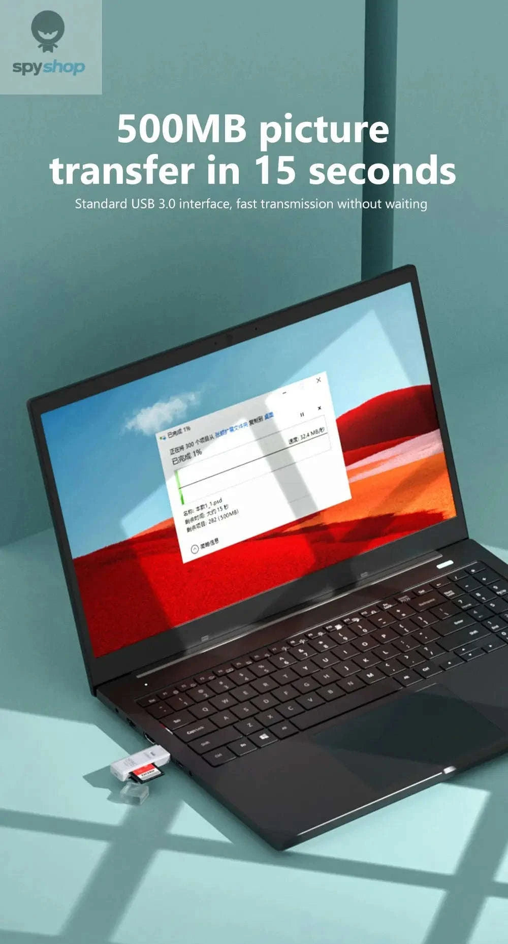 USB 3.0 Card Reader – 2‑in‑1 Micro TF & SD High‑Speed Adapter-USB3.0 White