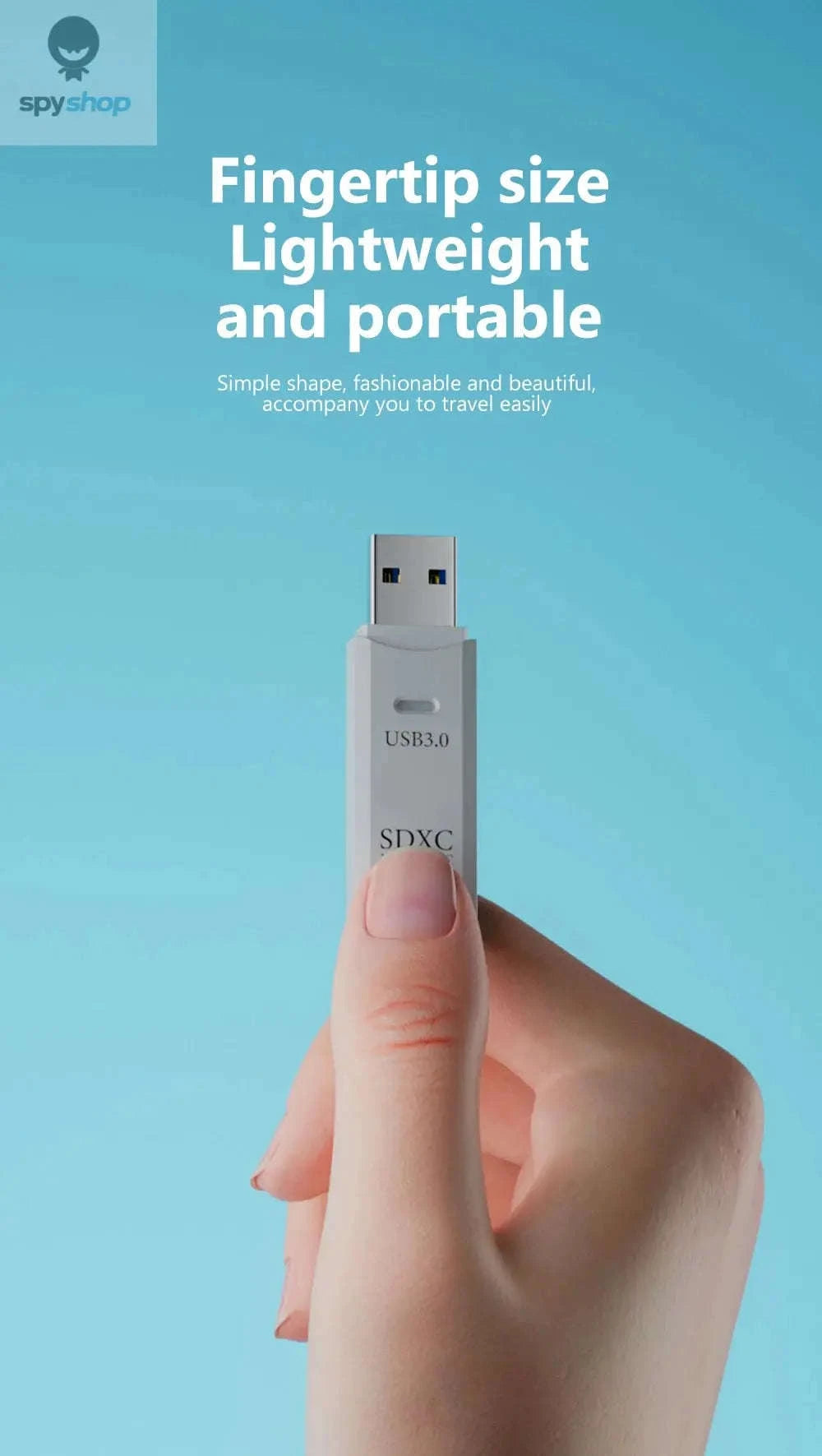 USB 3.0 Card Reader – 2‑in‑1 Micro TF & SD High‑Speed Adapter-USB3.0 White