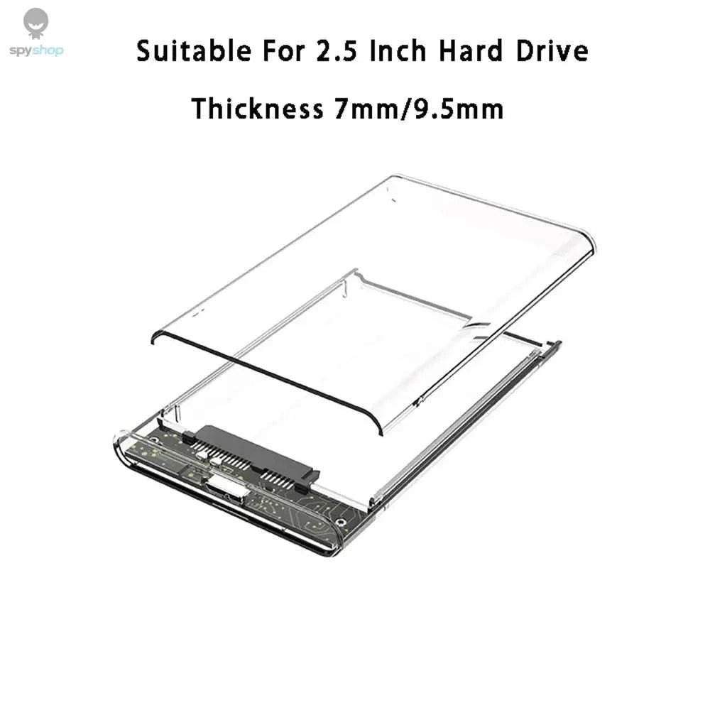USB 3.0 HDD Enclosure – Transparent 2.5-Inch SATA SSD/HDD Case with Tool‑Free Setup-USB 3.0 to type c