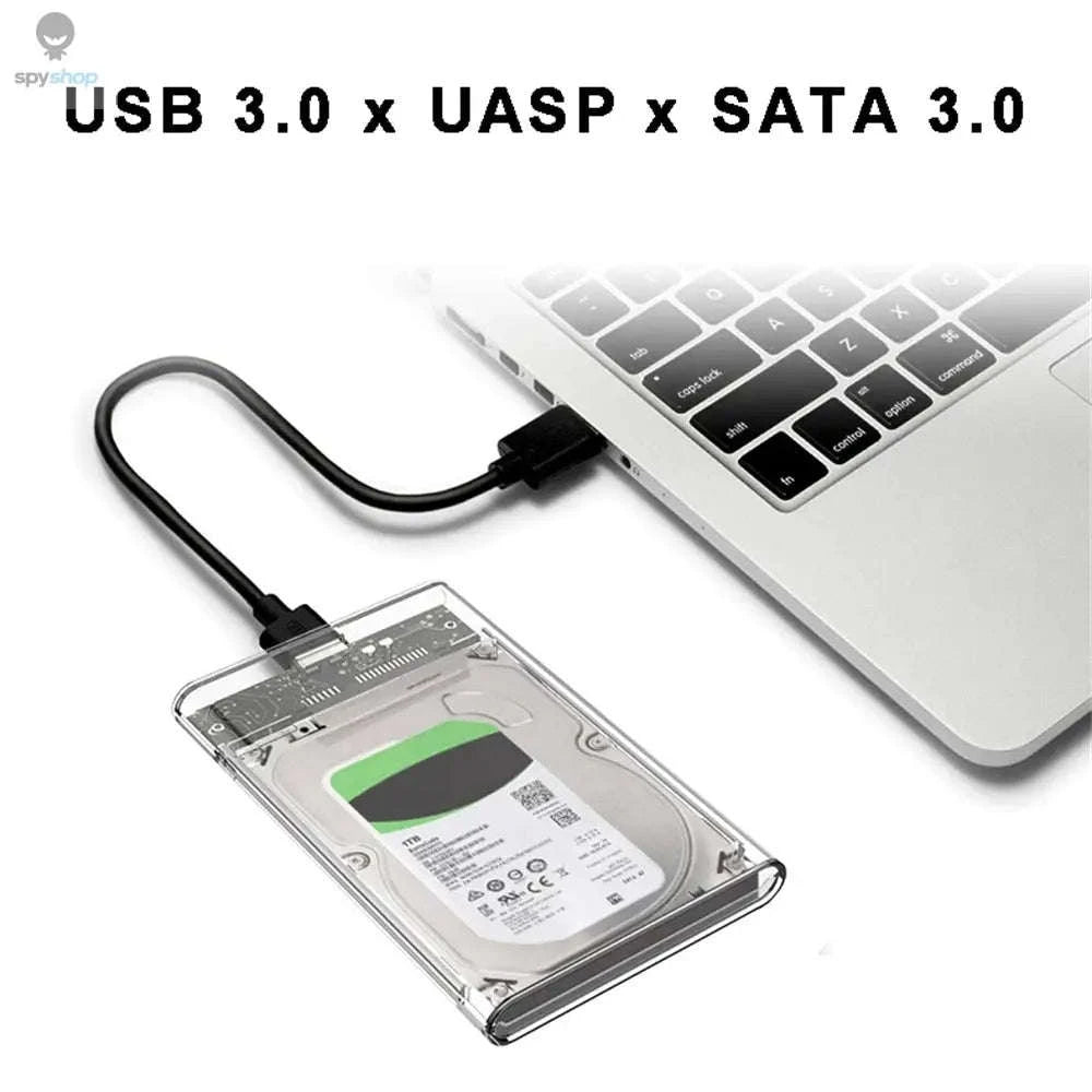 USB 3.0 HDD Enclosure – Transparent 2.5-Inch SATA SSD/HDD Case with Tool‑Free Setup-USB 3.0 to type c