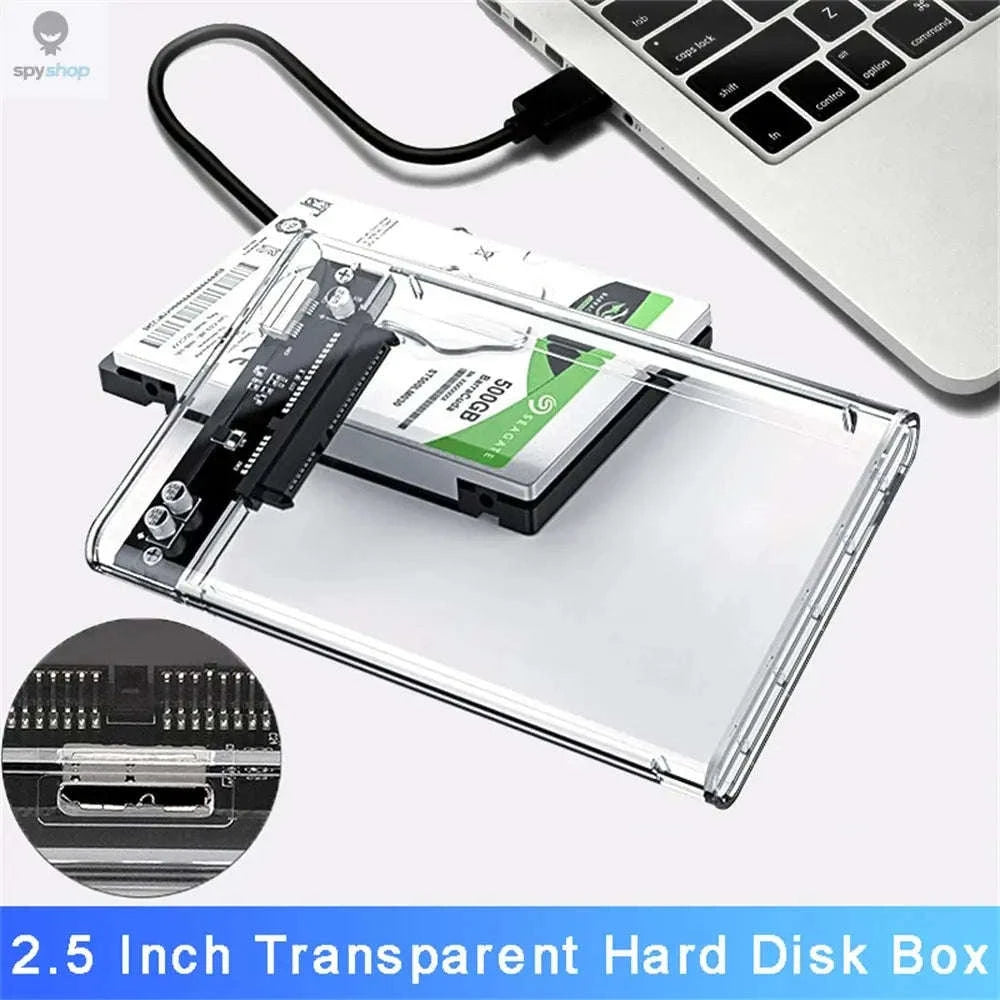 USB 3.0 HDD Enclosure – Transparent 2.5-Inch SATA SSD/HDD Case with Tool‑Free Setup-USB 3.0 to type c
