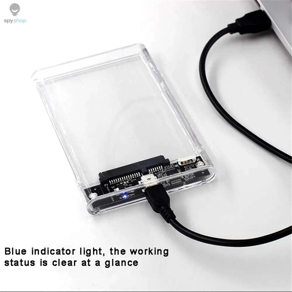 USB 3.0 HDD Enclosure – Transparent 2.5-Inch SATA SSD/HDD Case with Tool‑Free Setup-USB 3.0 to type c