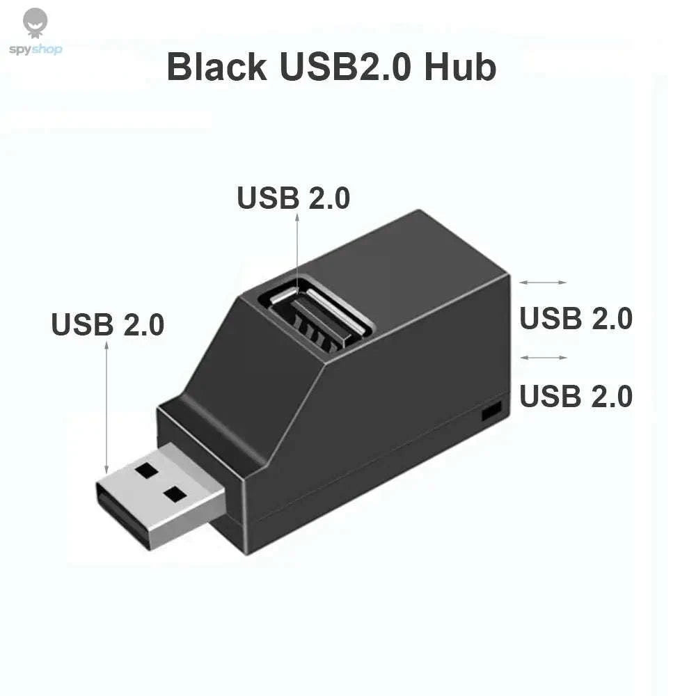 USB 3.0 Hub Adapter Extender – 3 Port Splitter-Black USB 2.0