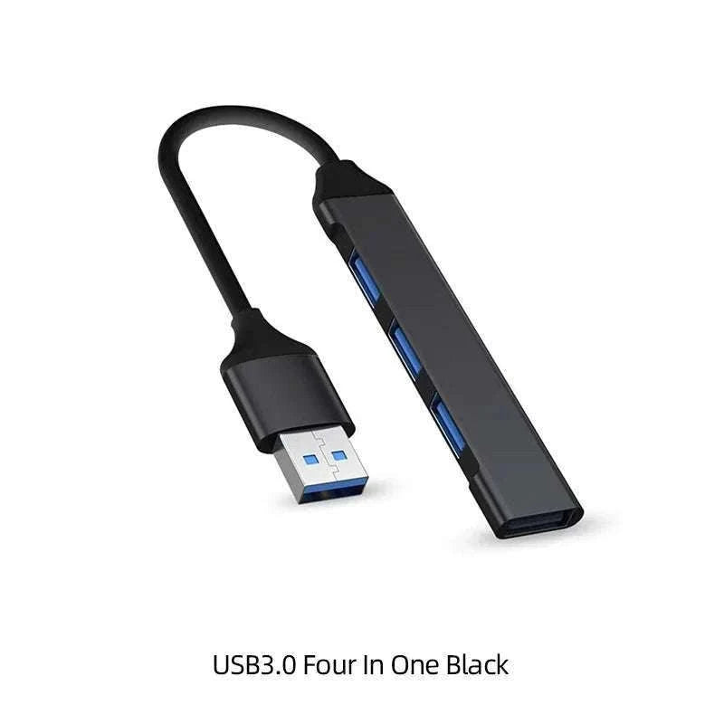 USB 3.0 Hub with 4 High-Speed Ports for Laptop and Desktop-USB Gray