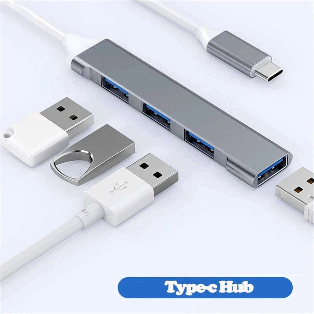 USB 3.0 Hub with 4 High-Speed Ports for Laptop and Desktop-USB Gray