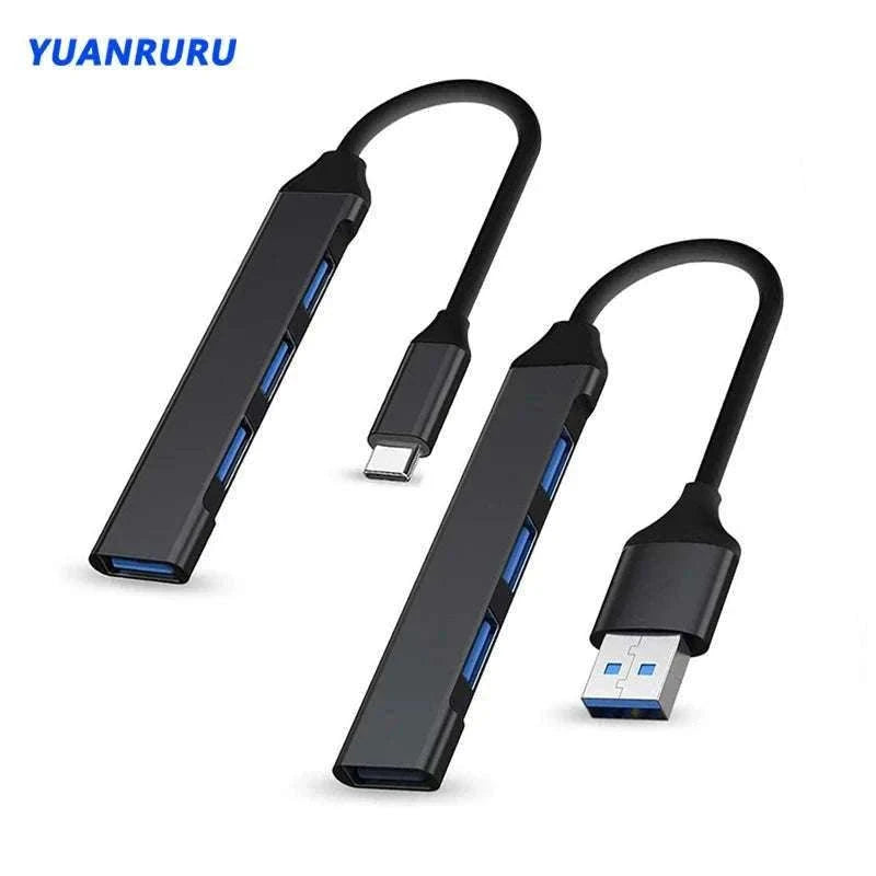 USB 3.0 Hub with 4 High-Speed Ports for Laptop and Desktop-USB Gray