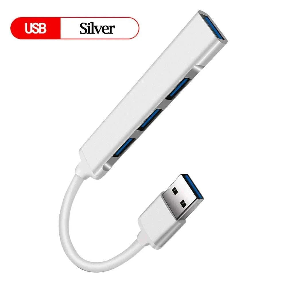 USB 3.0 Hub with 4 High-Speed Ports for Laptop and Desktop-USB Gray