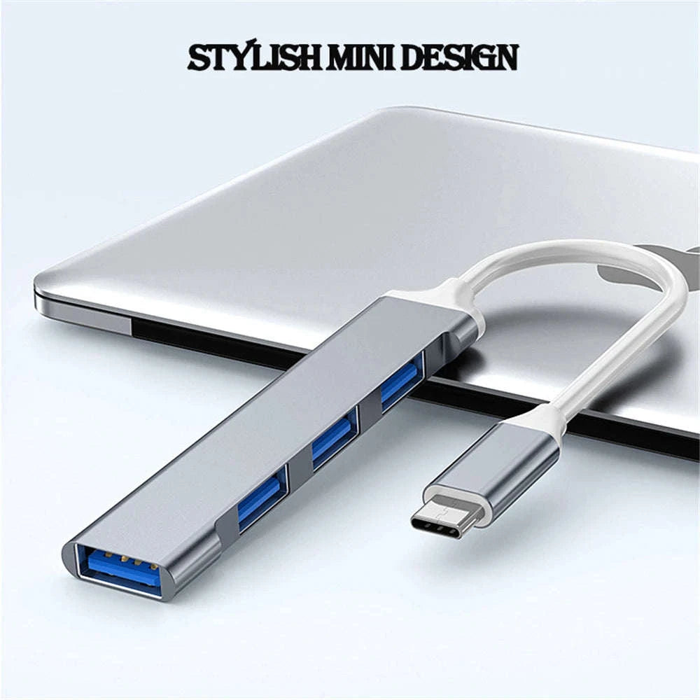 USB 3.0 Hub with 4 High‑Speed Ports-USB Gray