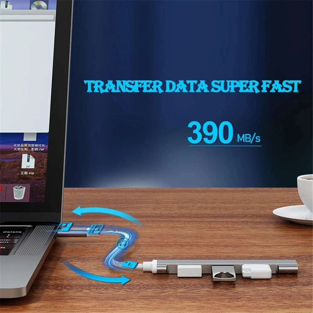 USB 3.0 Hub with 4 High‑Speed Ports-USB Gray