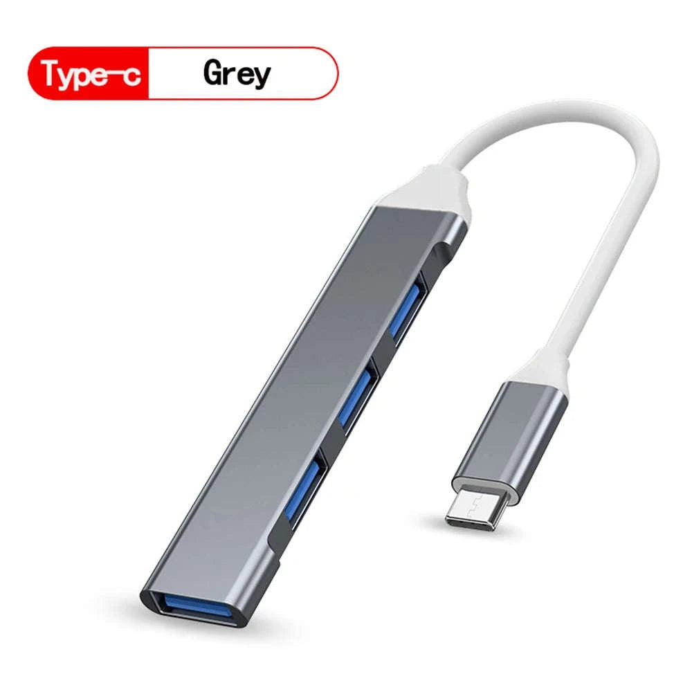 USB 3.0 Hub with 4 High‑Speed Ports-USB Gray