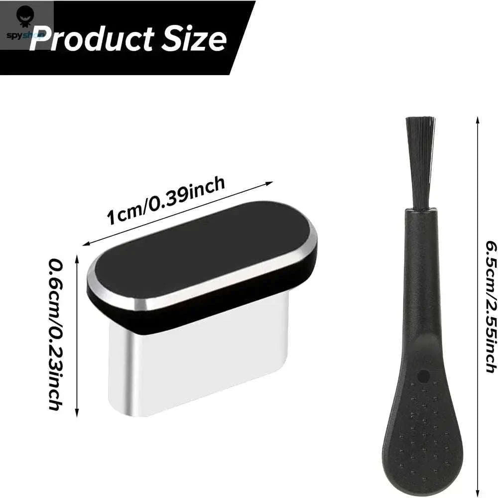 USB‑C Dust Plug Set – Metal Port Covers with Cleaning Brush for Universal Protection-5PCS Sliver