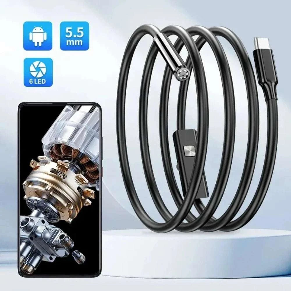 USB C Endoscope Camera 5.5mm Borescope with LED Lights-United States / Soft Cable / 1m