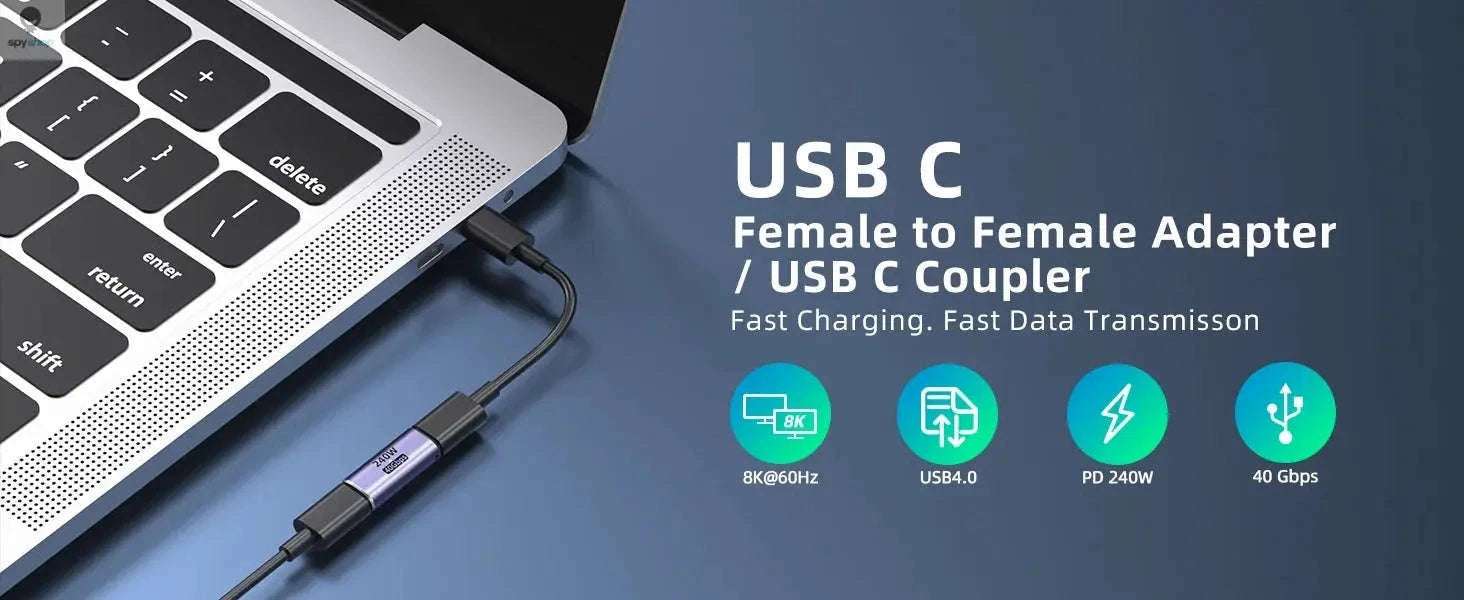 USB C Female to Female Adapter with 240W PD and 40Gbps Speed-1x CM-CM 240 ZT
