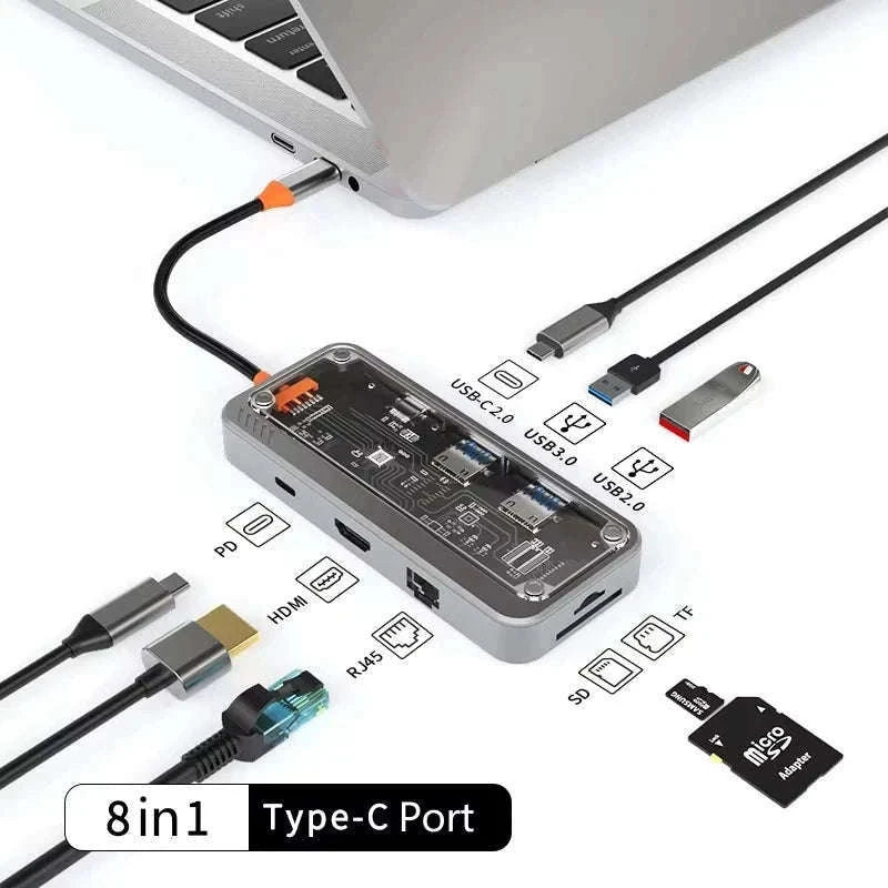 USB C Hub Adapter with 4K HDMI, DP, VGA, Ethernet-10 in 1 updated