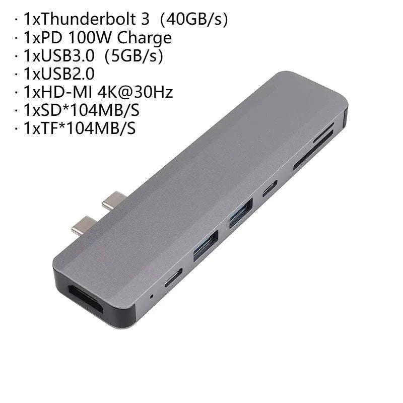 USB-C Hub to HDMI 4K Adapter with PD and Card Reader-2T 7 in 1 Gray