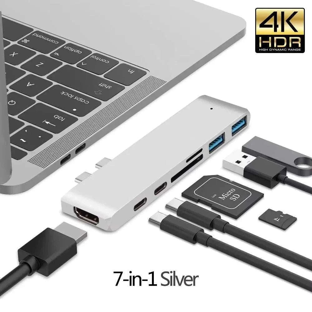 USB-C Hub to HDMI 4K Adapter with PD and Card Reader-2T 7 in 1 Gray