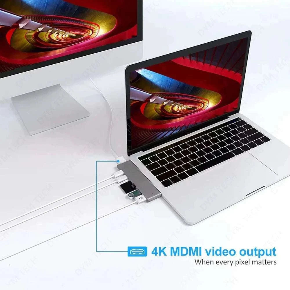 USB-C Hub to HDMI 4K Adapter with PD and Card Reader-2T 7 in 1 Gray