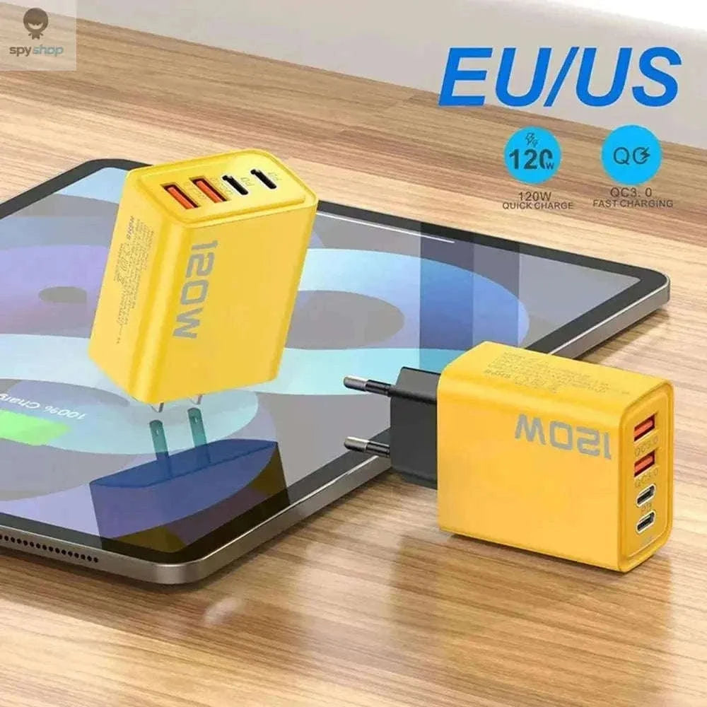 USB C PD 4-Port Fast Charging Charger with Quick Charge 3.0-EU Yellow