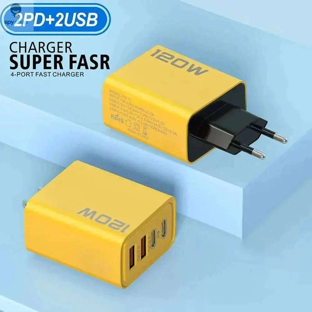 USB C PD 4-Port Fast Charging Charger with Quick Charge 3.0-EU Yellow