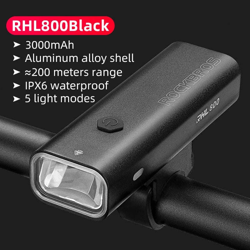 USB-C Rechargeable Bike Light 400–800LM Waterproof Front Headlight-RHL800