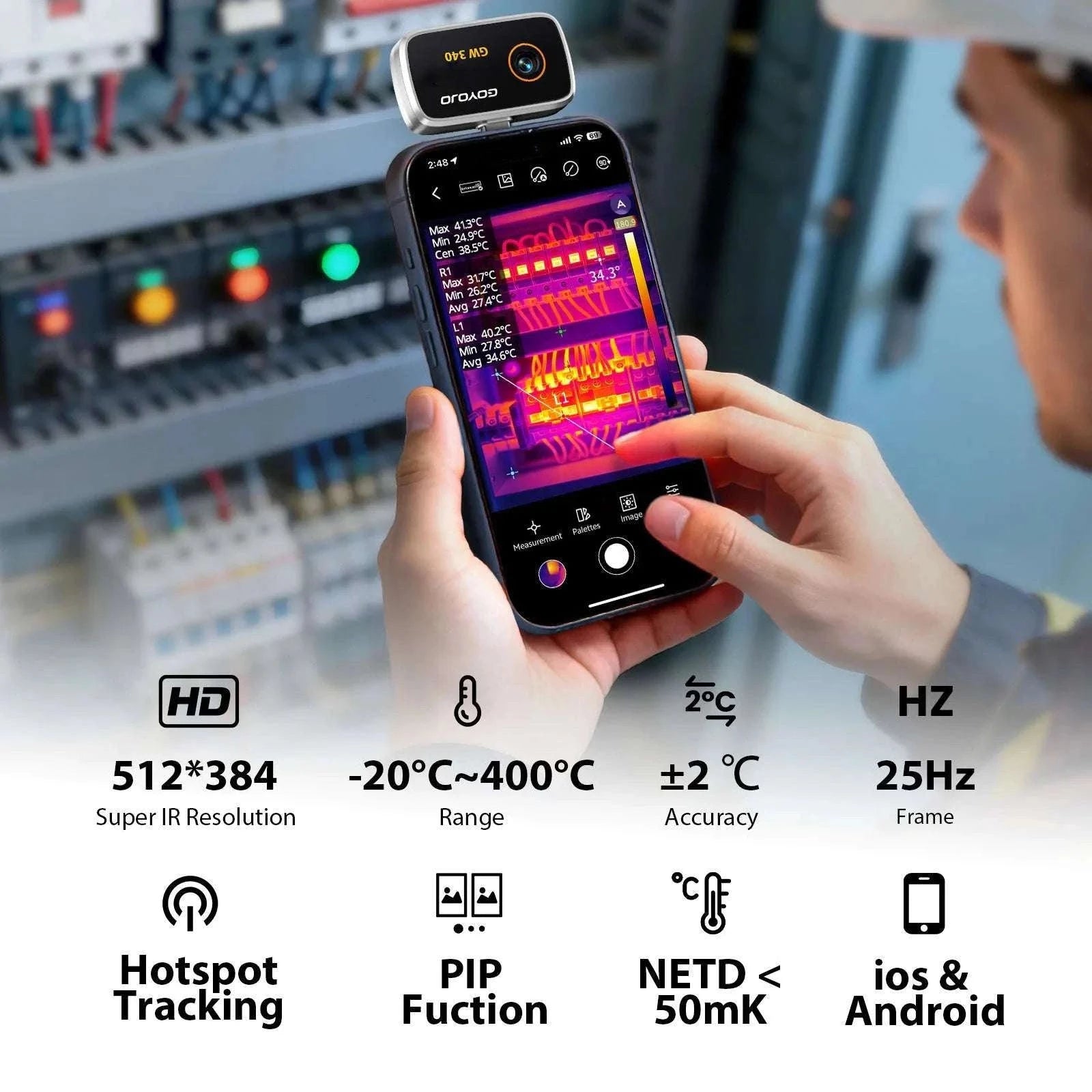 USB-C Thermal Camera 512x384 for iPhone 15+ & Android-GW340 / United States