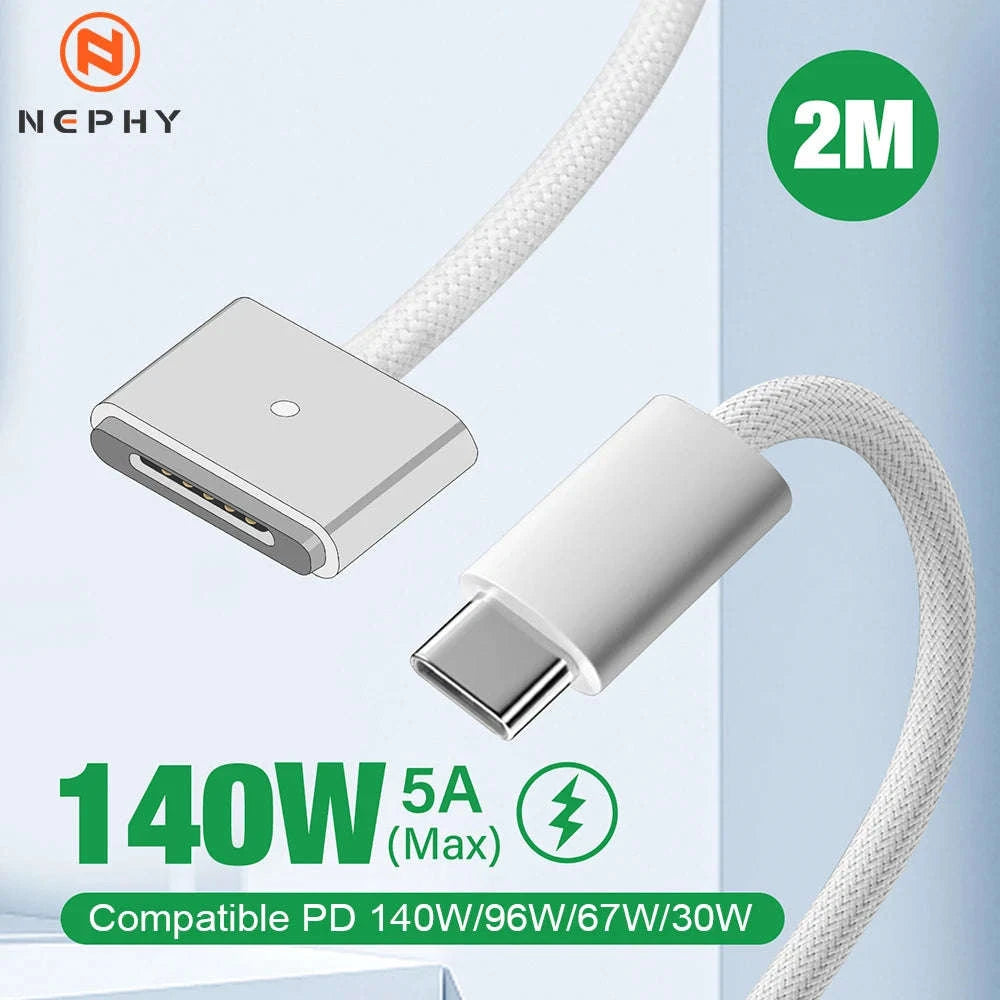 USB-C to Magnetic Charger Cable for Compatible Laptops-WHITE / 2m