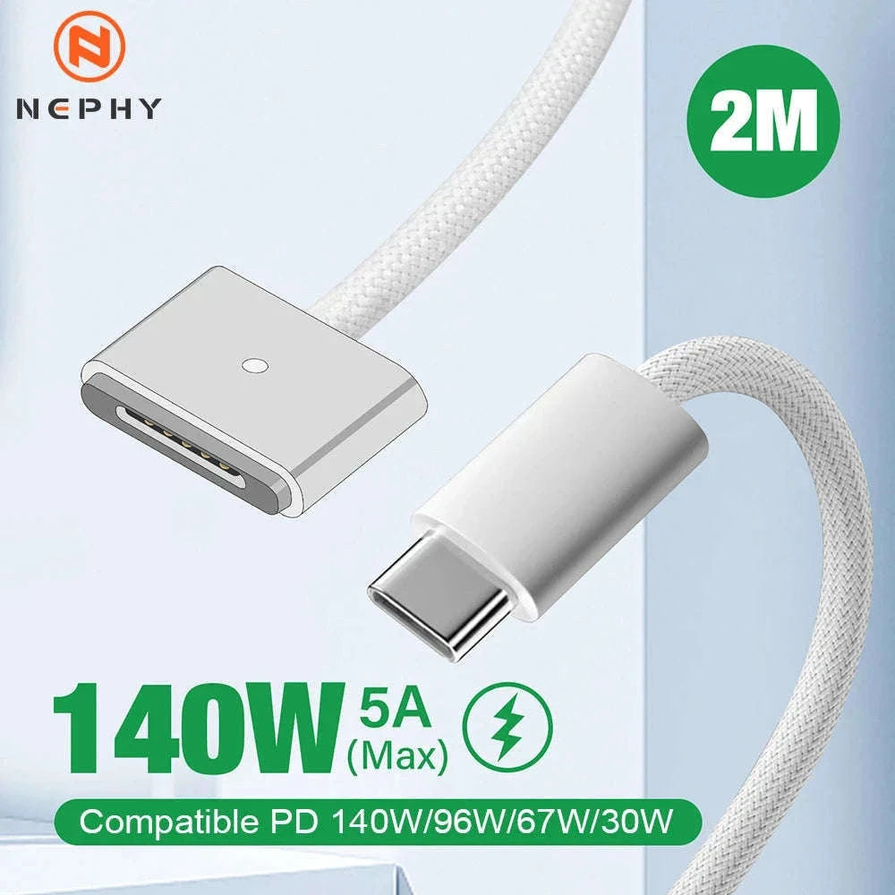 USB-C to Magnetic Charger Cable for Compatible Laptops-WHITE / 2m