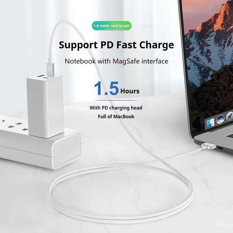 USB-C to MagSafe Cable for MacBook Air/Pro 45W 60W 85W-Mag1 L-Braided Cable / 1.8m