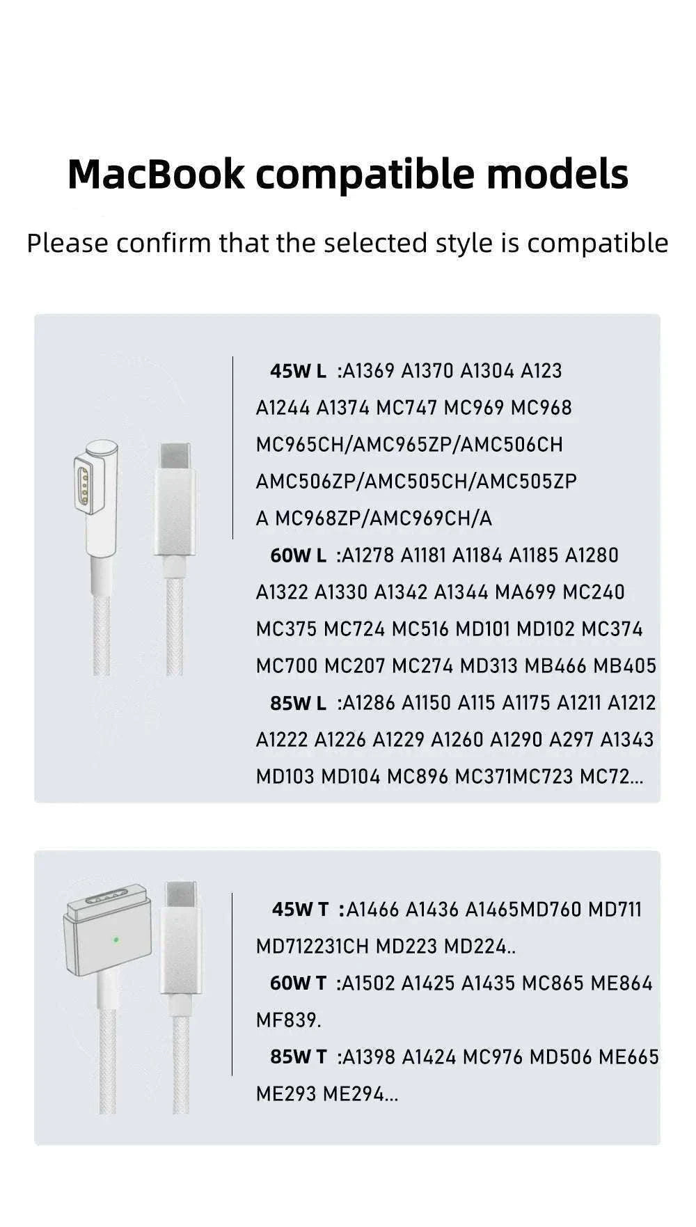 USB-C to MagSafe Cable for MacBook Air/Pro 45W 60W 85W-Mag1 L-Braided Cable / 1.8m