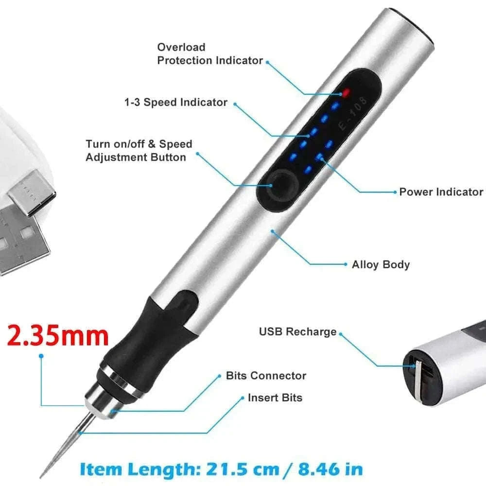 USB Cordless Rotary Tool Kit for Precision DIY and Crafting-30pcs