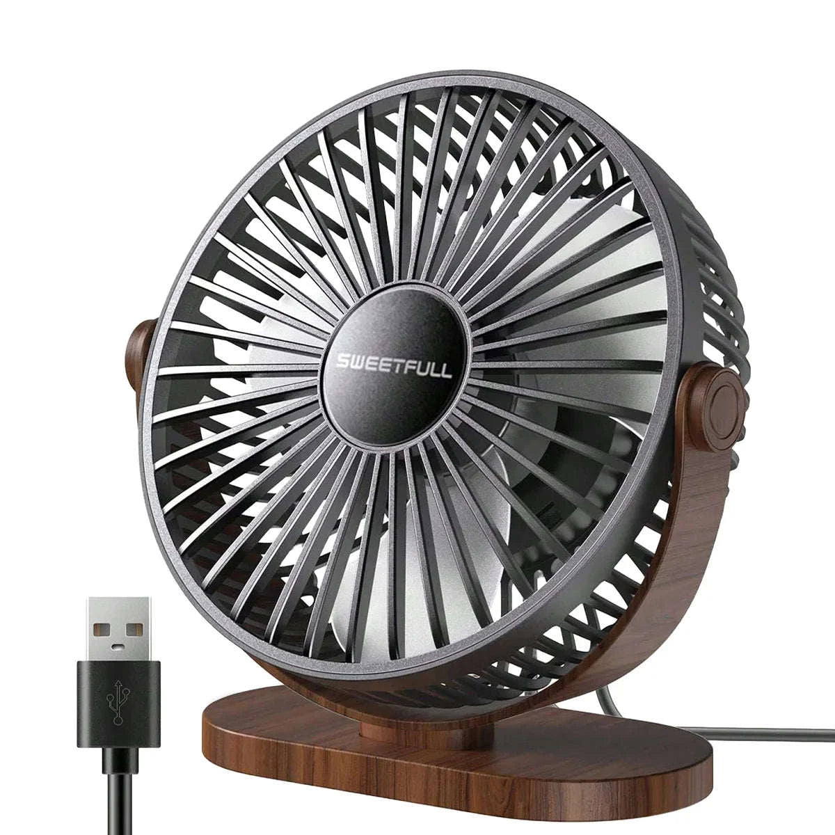 USB Desktop Wall Mounted Mini Fan, 3-Speed Quiet Cooling Fan-Black