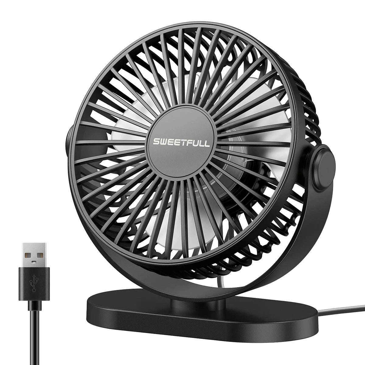 USB Desktop Wall Mounted Mini Fan, 3-Speed Quiet Cooling Fan-Black