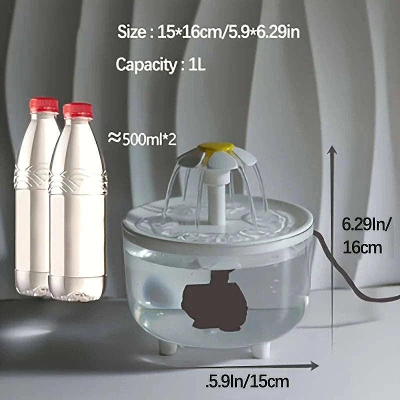 USB Electric Pet Water Fountain 1L Automatic Cat Dispenser-2 / USB Plug DC5V / 1L