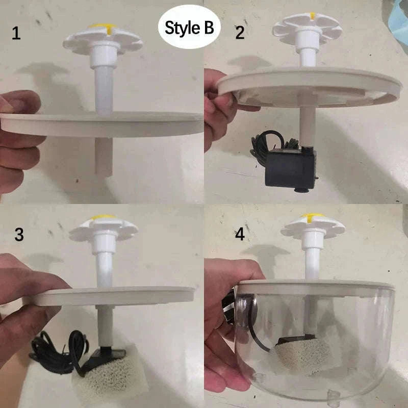 USB Electric Pet Water Fountain 1L Automatic Cat Dispenser-2 / USB Plug DC5V / 1L