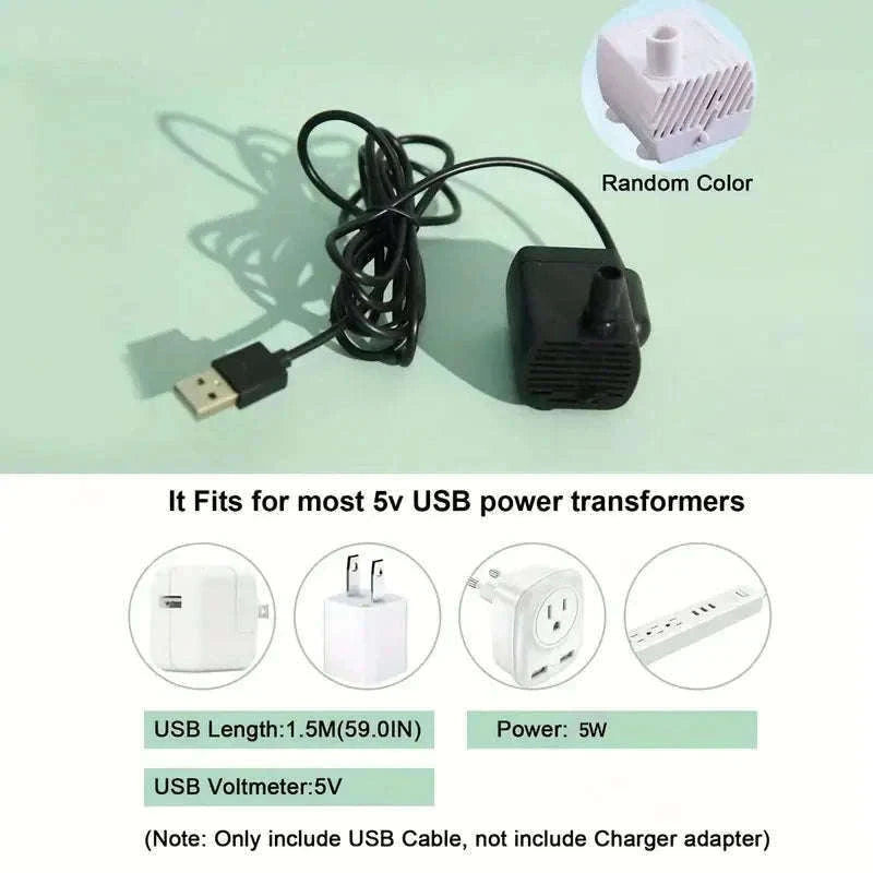 USB Electric Pet Water Fountain 1L Automatic Cat Dispenser-2 / USB Plug DC5V / 1L